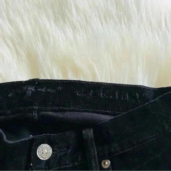 7 For All Mankind The Skinny Velvet Jeans Black Sz 27 - Picture 8 of 8